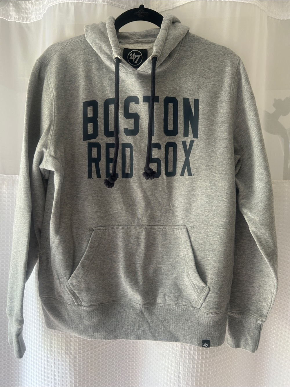 47 Brand Gray Boston Red Sox Pullover Hoodie with Navy Lettering